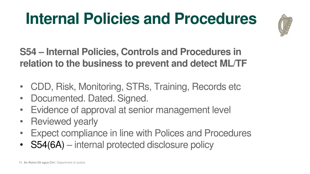 internal policies and procedures