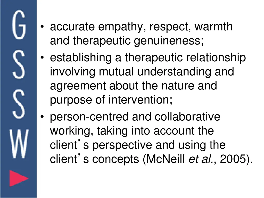 accurate empathy respect warmth and therapeutic