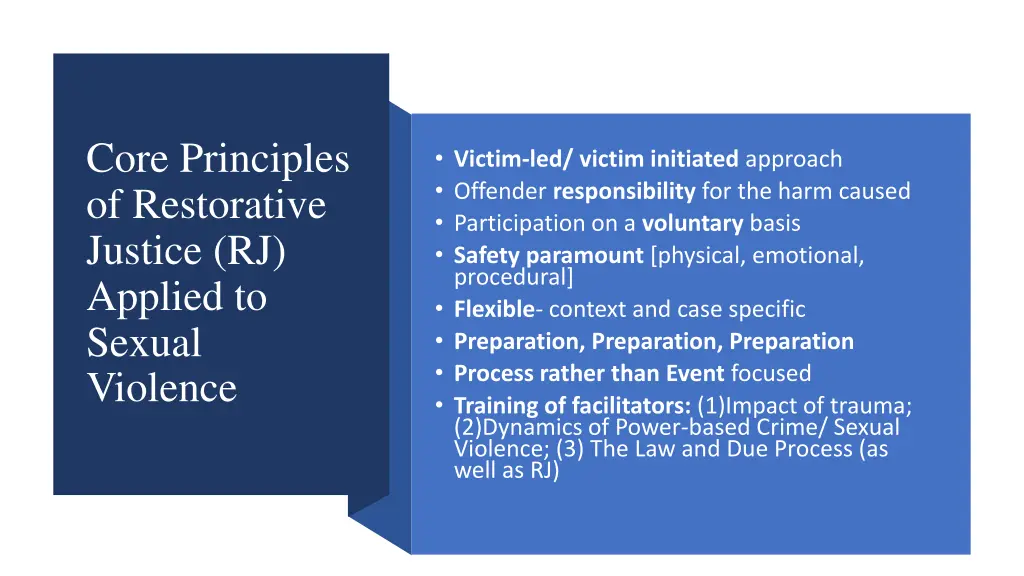 core principles of restorative justice rj applied