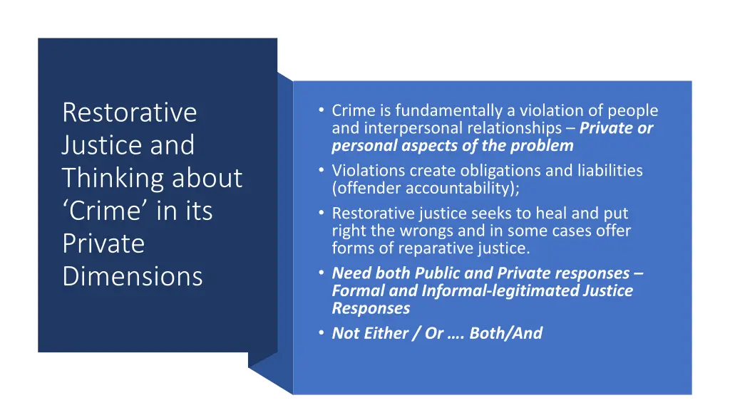 restorative justice and thinking about crime