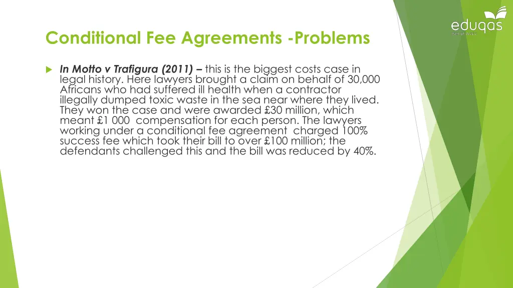 conditional fee agreements problems 1