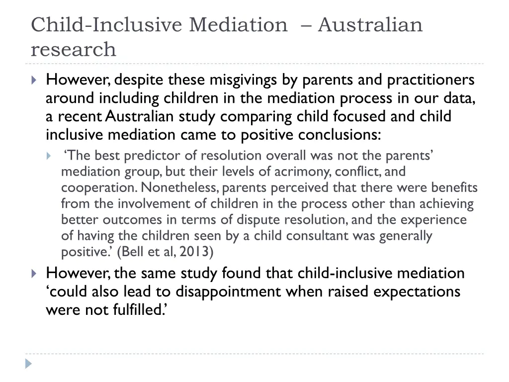 child inclusive mediation australian research