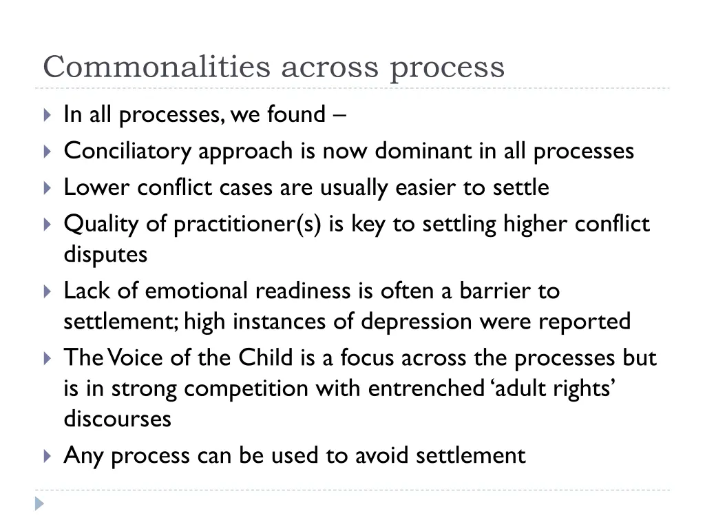 commonalities across process