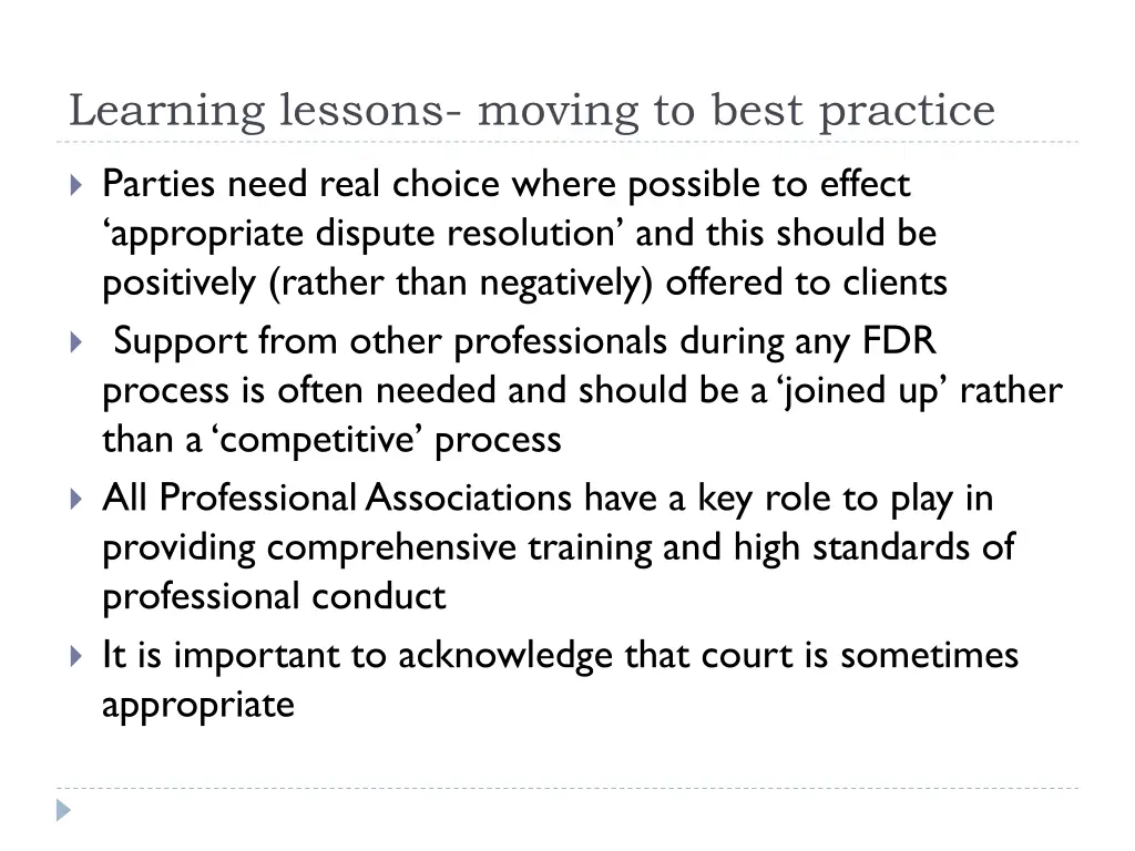 learning lessons moving to best practice