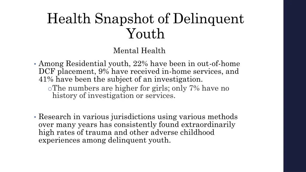 health snapshot of delinquent youth 1