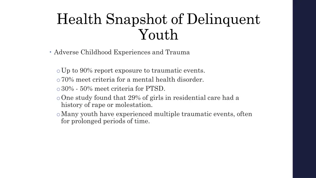 health snapshot of delinquent youth 2