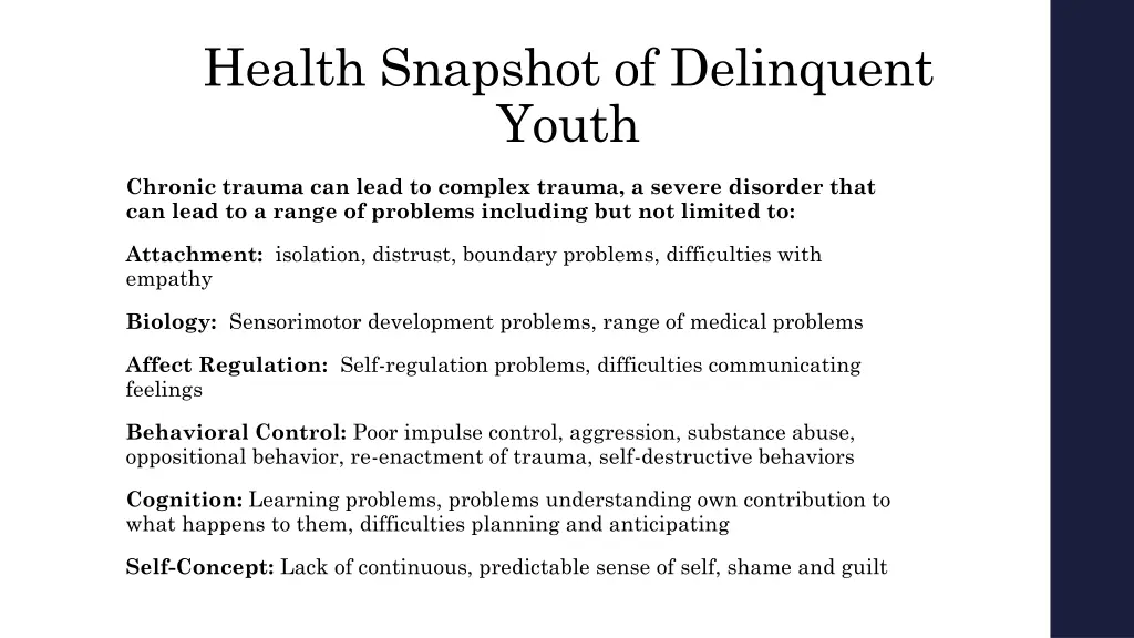 health snapshot of delinquent youth 4