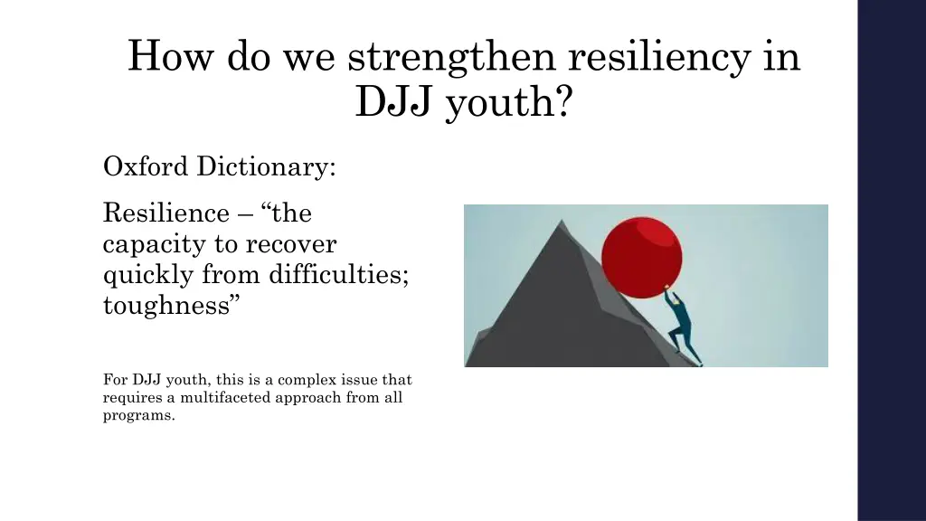 how do we strengthen resiliency in djj youth