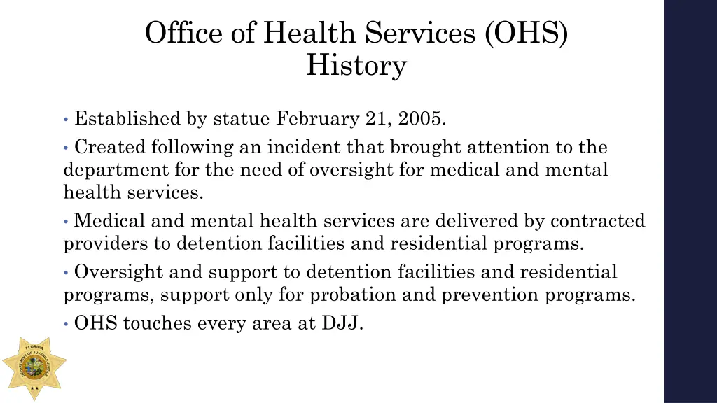 office of health services ohs history