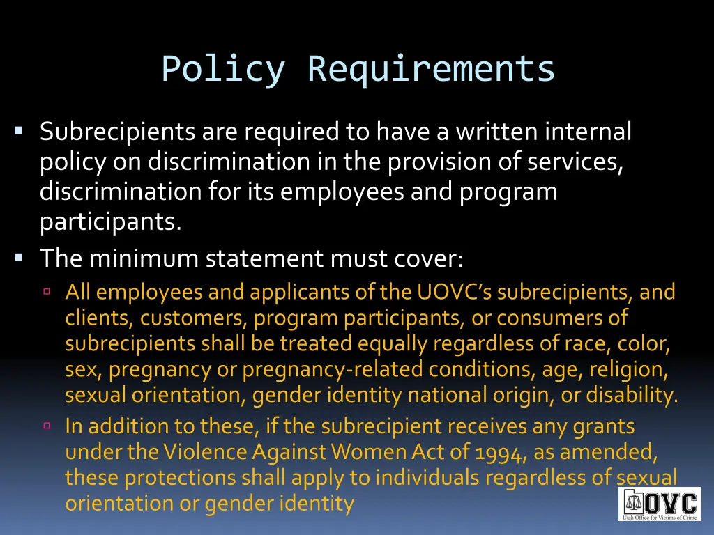 policy requirements