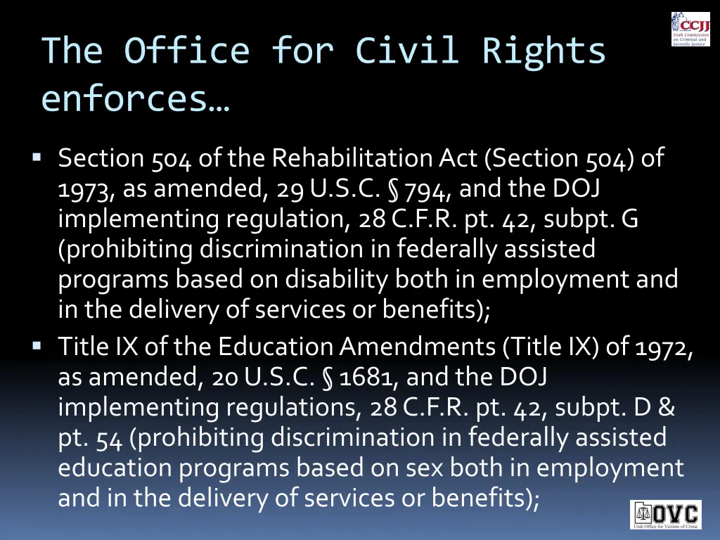 the office for civil rights enforces 1