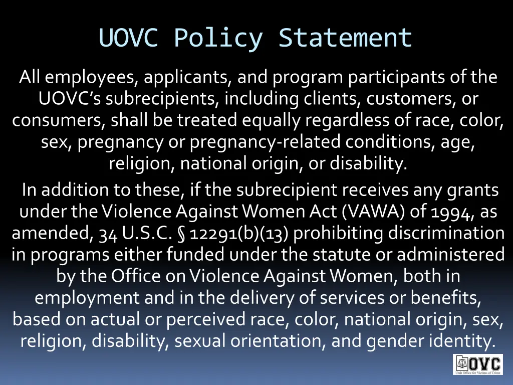 uovc policy statement