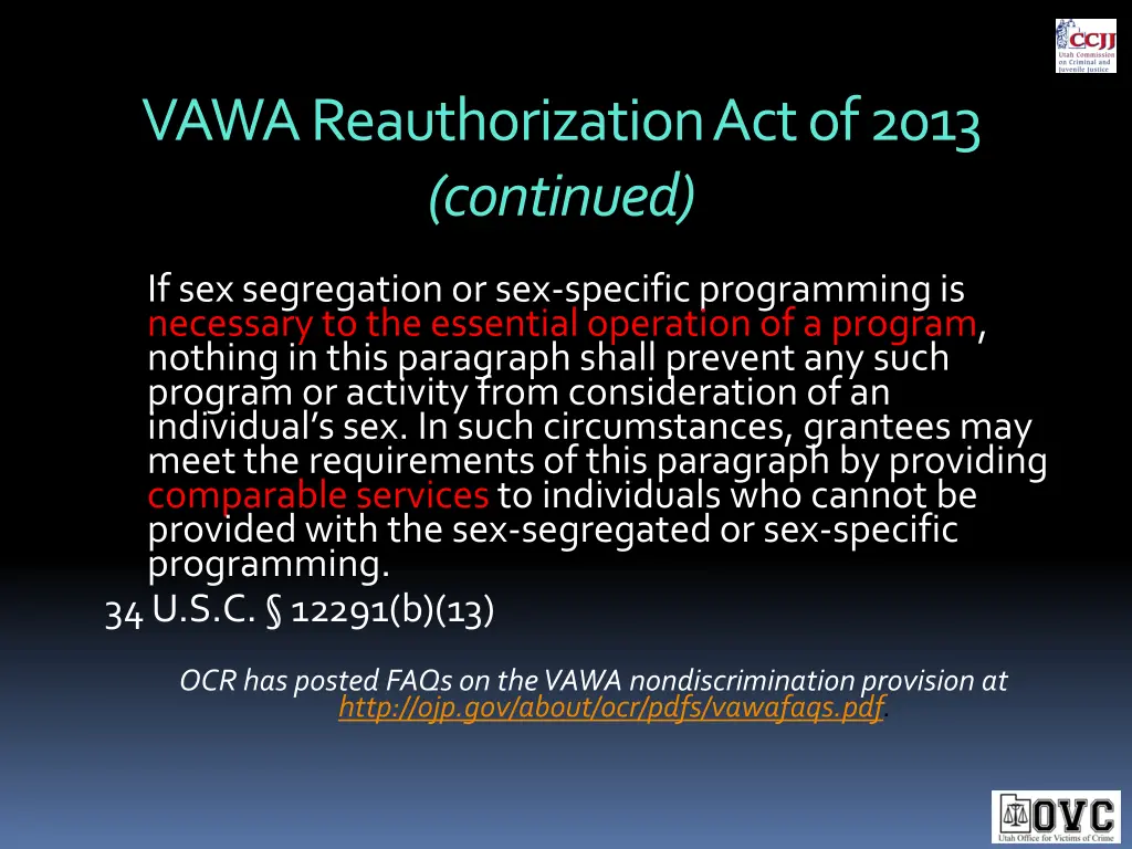 vawa reauthorization act of 2013 continued