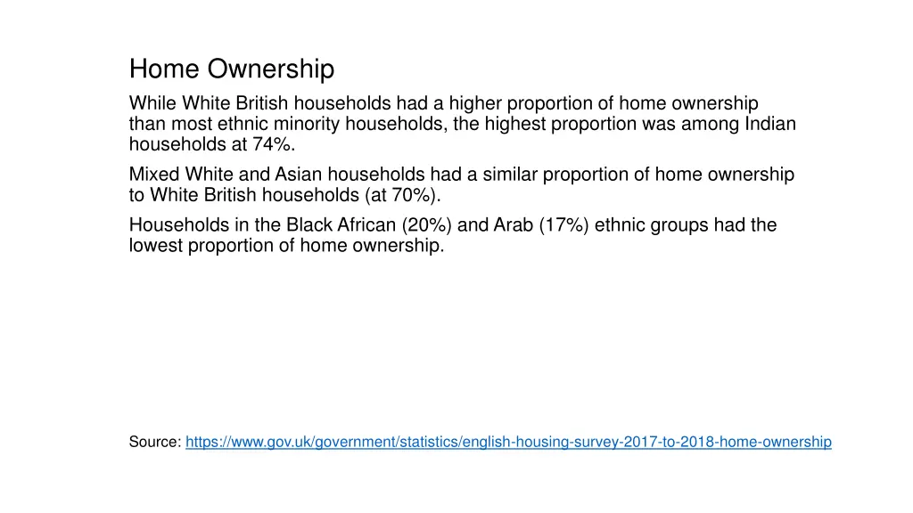 home ownership while white british households