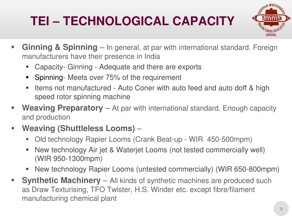 tei technological capacity