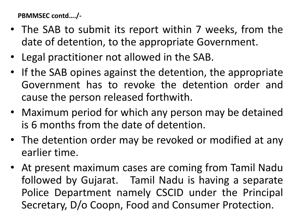 pbmmsec contd the sab to submit its report within