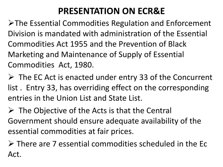 presentation on ecr e the essential commodities