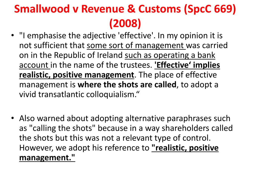 smallwood v revenue customs spcc 669 2008 1