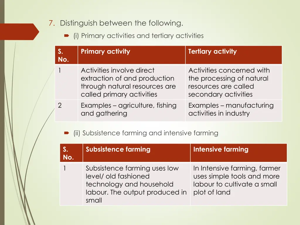 7 distinguish between the following