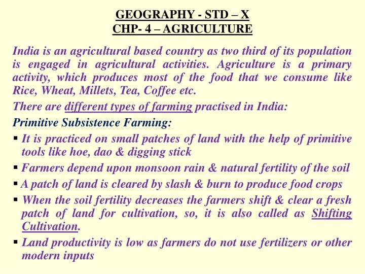 geography std x chp 4 agriculture