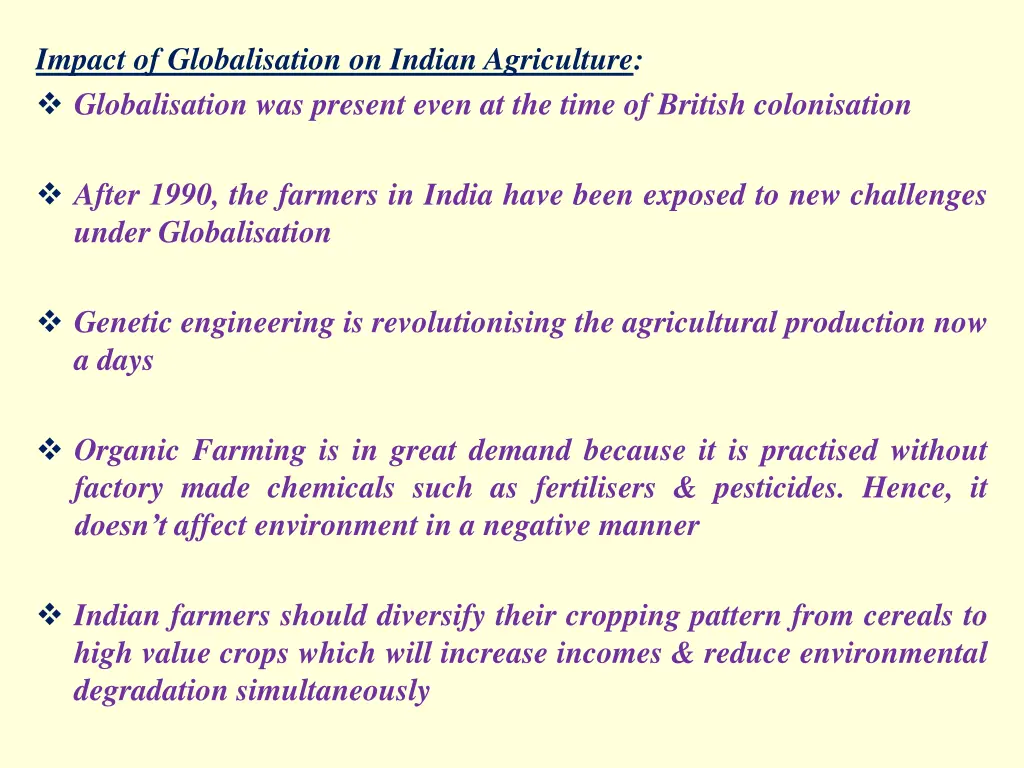 impact of globalisation on indian agriculture