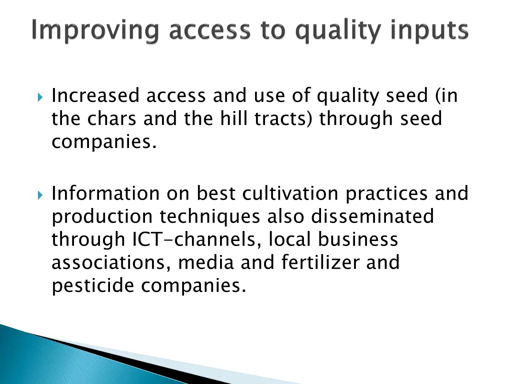 increased access and use of quality seed