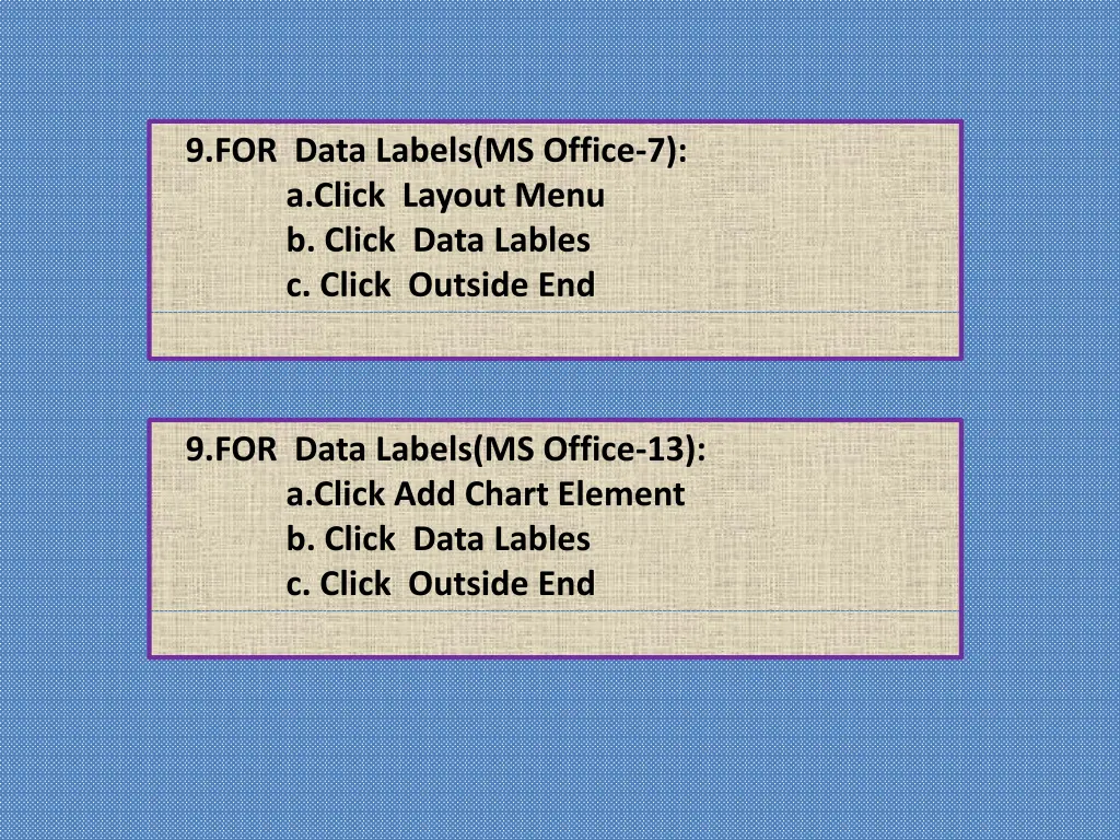 9 for data labels ms office 7 a click layout menu