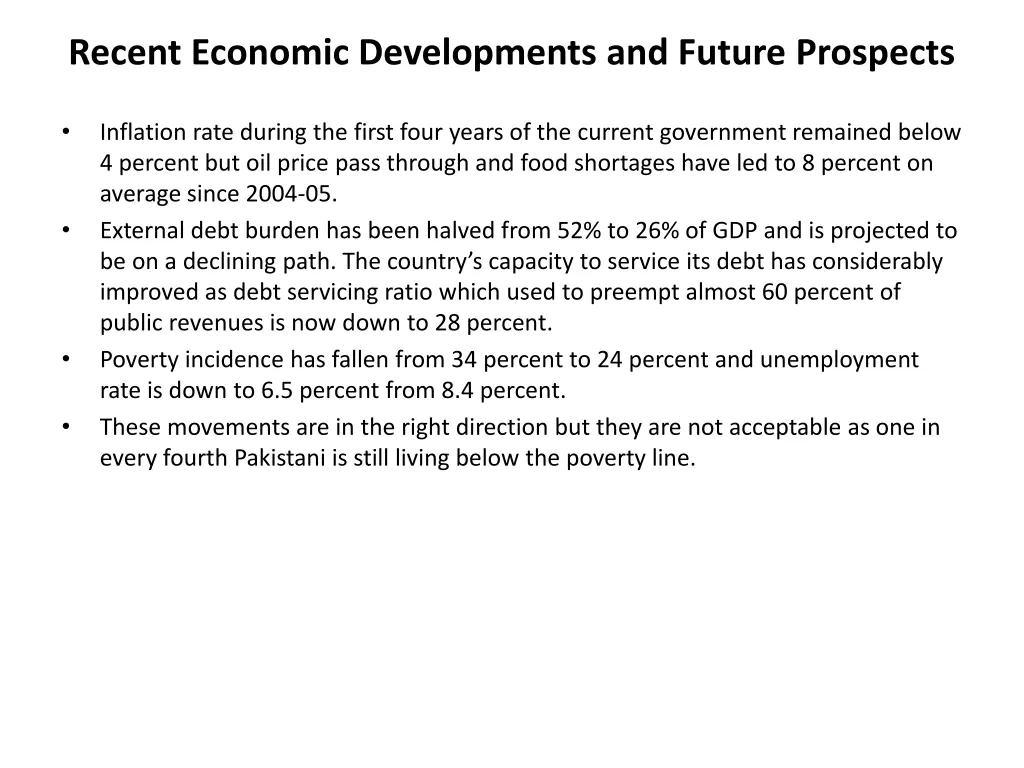 recent economic developments and future prospects 2