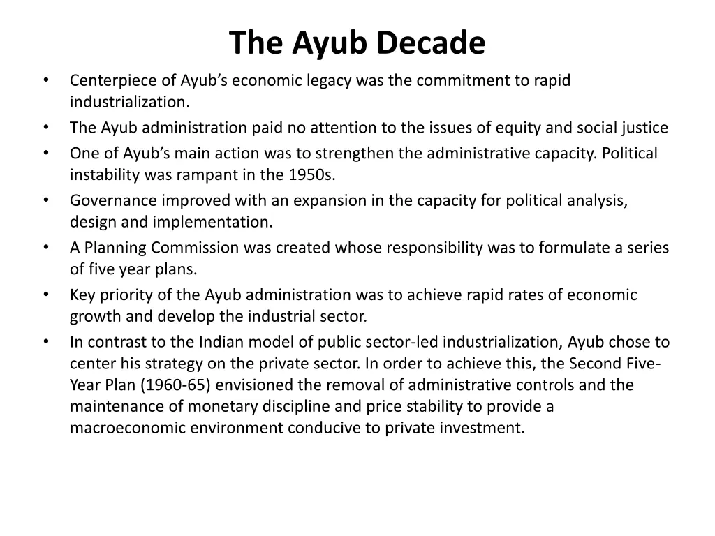 the ayub decade 1