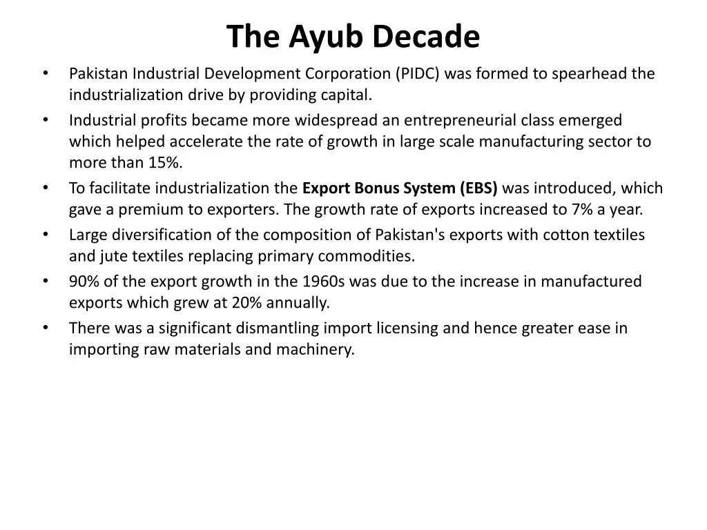 the ayub decade 2