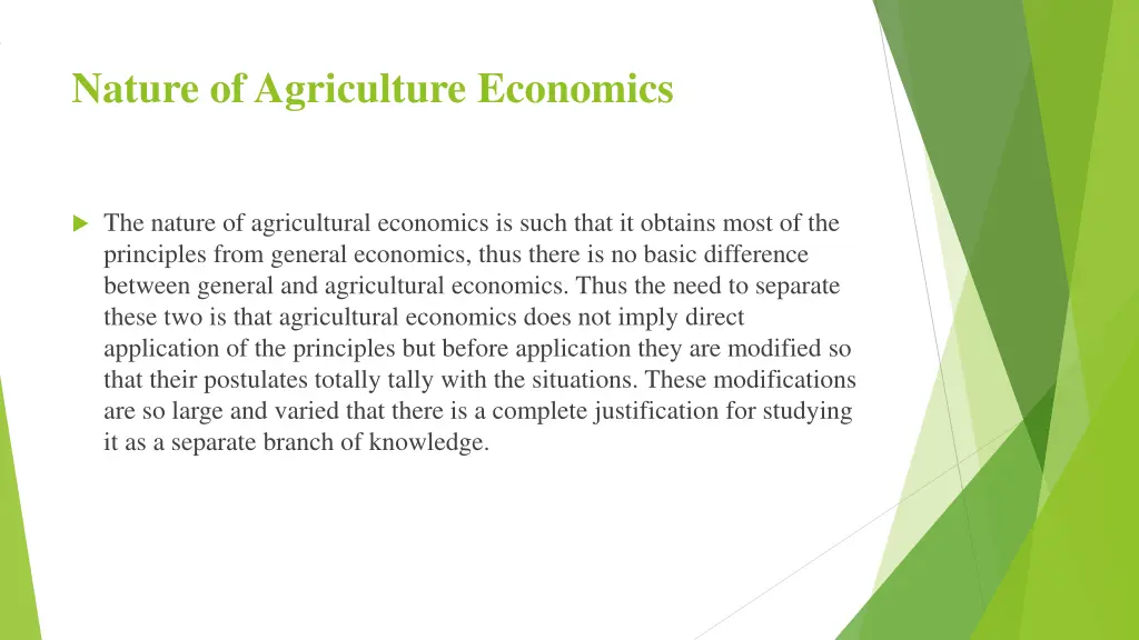 nature of agriculture economics