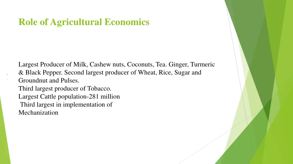 role of agricultural economics