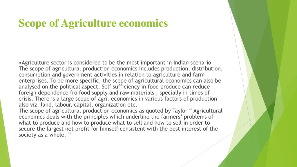 scope of agriculture economics