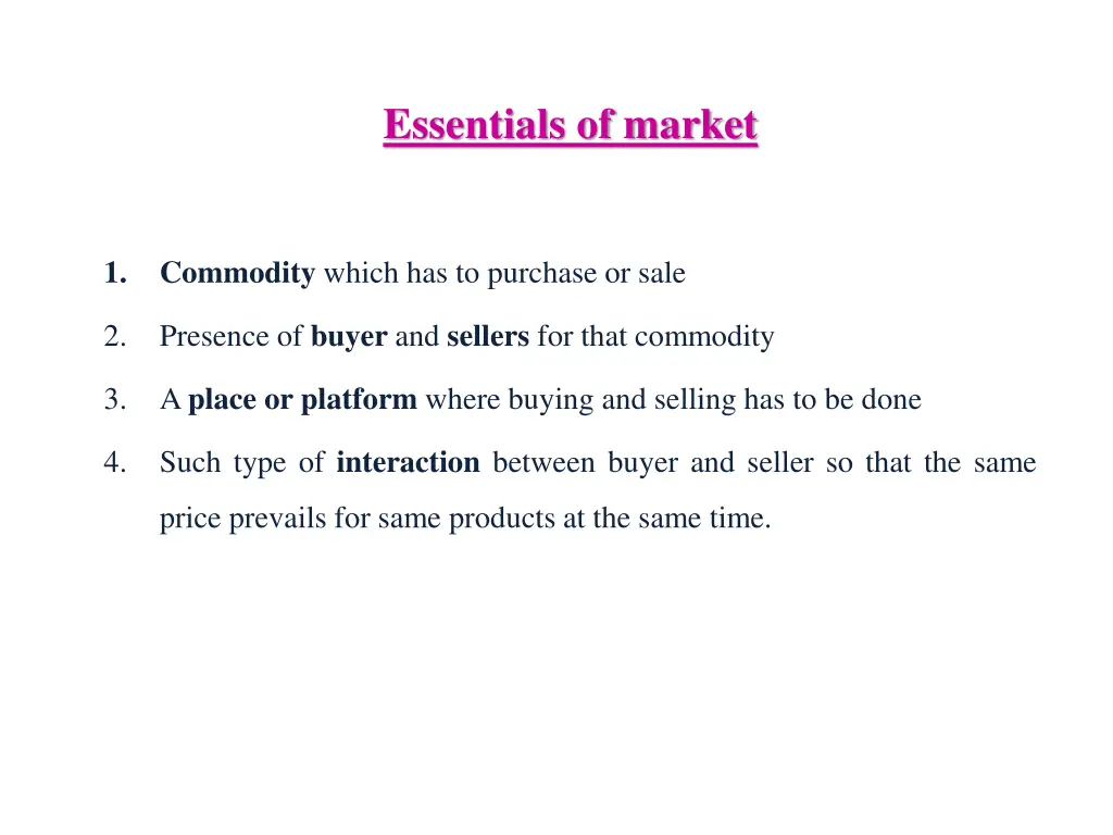 essentials of market