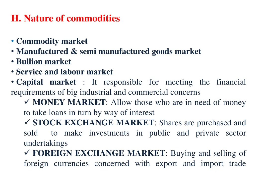 h nature of commodities