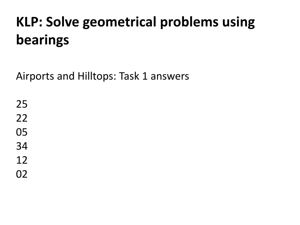 klp solve geometrical problems using bearings