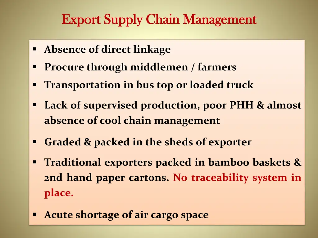 export supply chain management export supply