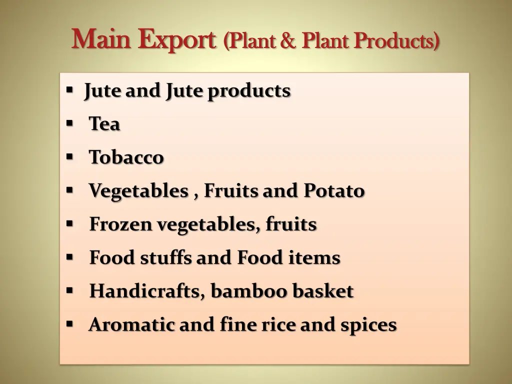 main export main export plant plant products