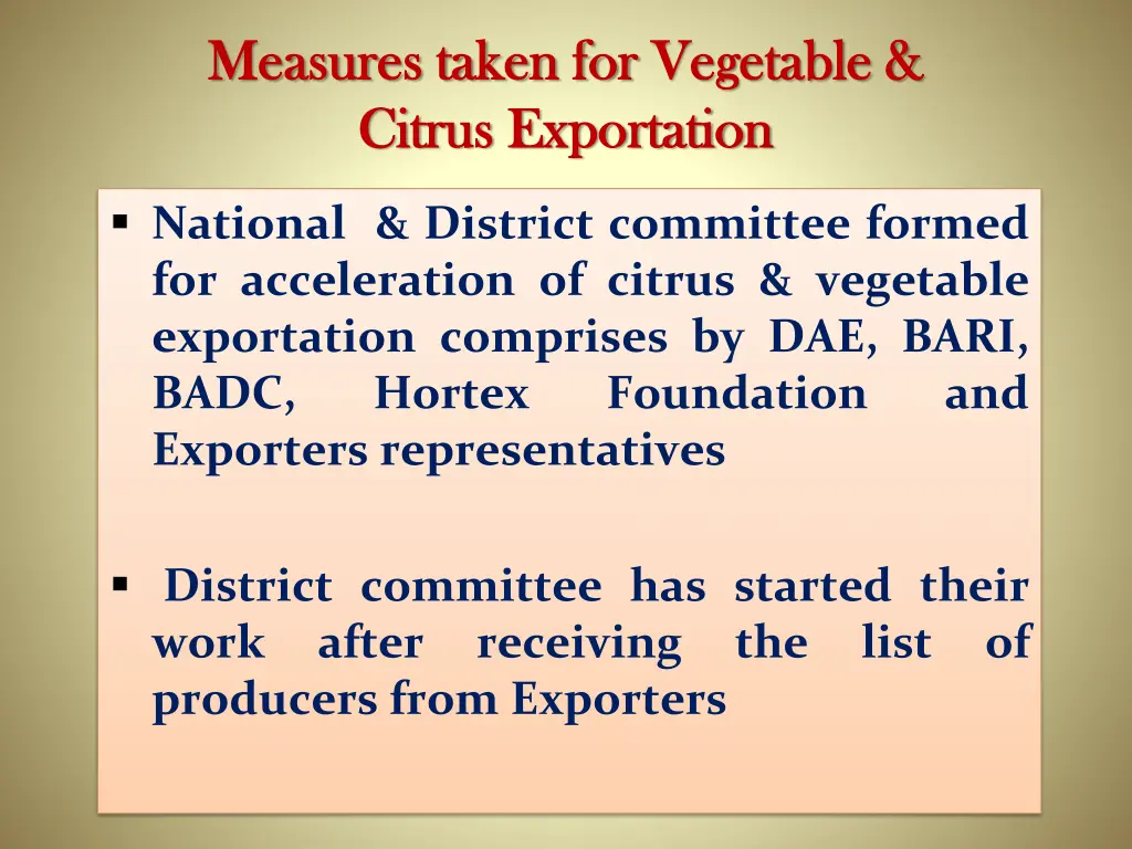 measures taken for measures taken for vegetable