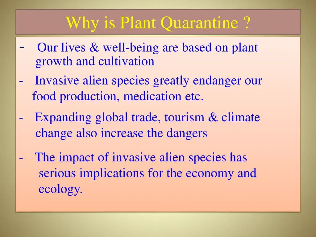 why is plant quarantine