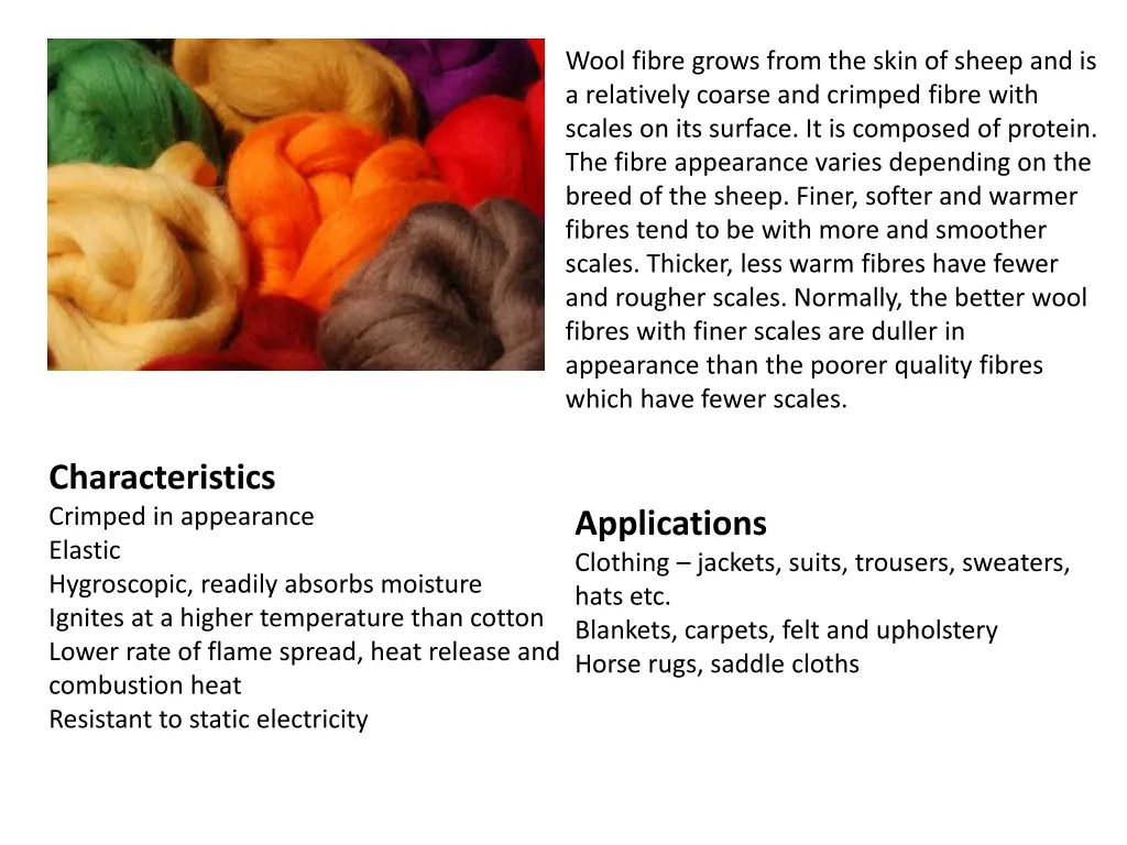 wool fibre grows from the skin of sheep