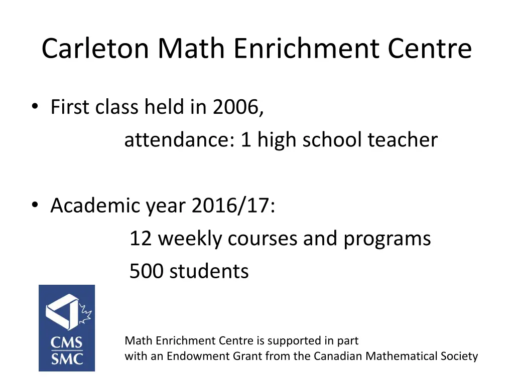 carleton math enrichment centre