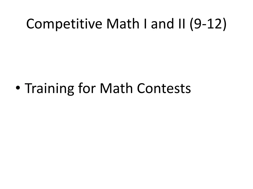 competitive math i and ii 9 12