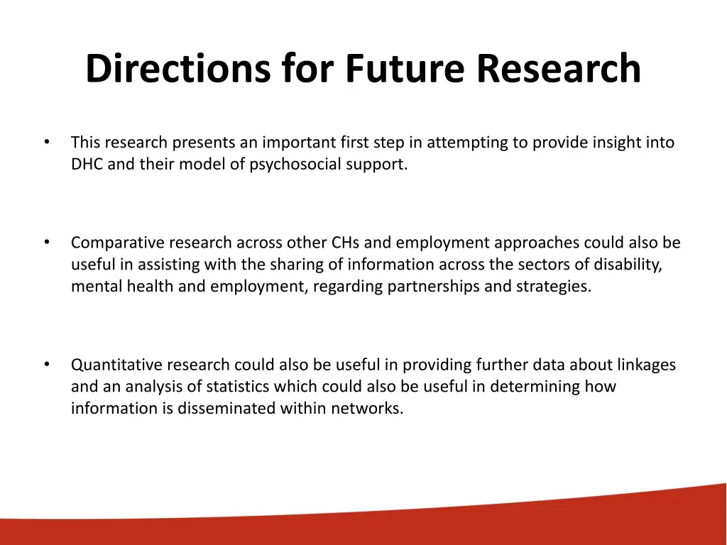 directions for future research