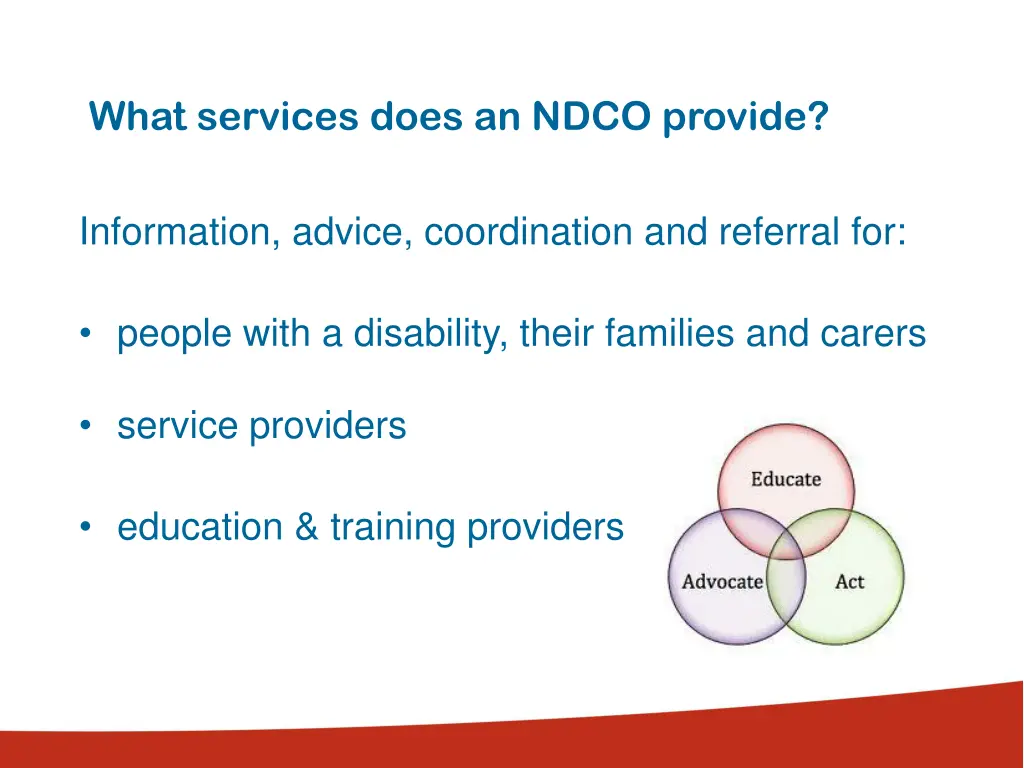 what services does an ndco provide