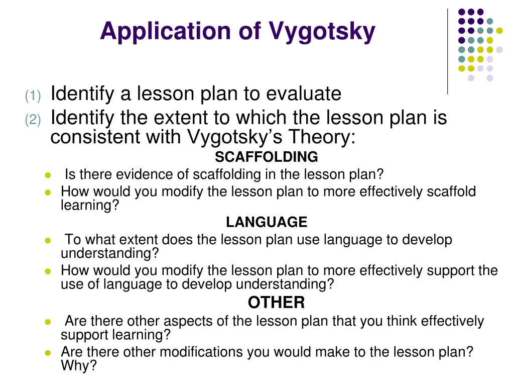 application of vygotsky