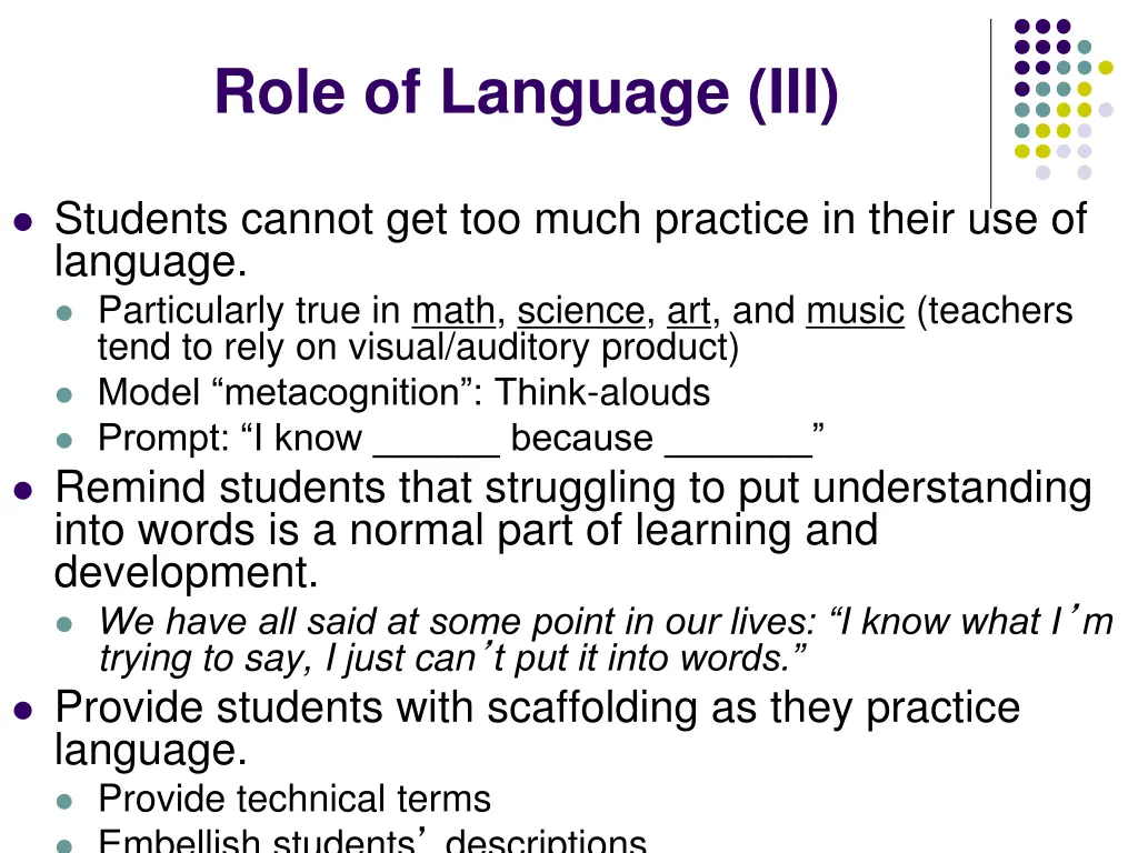 role of language iii