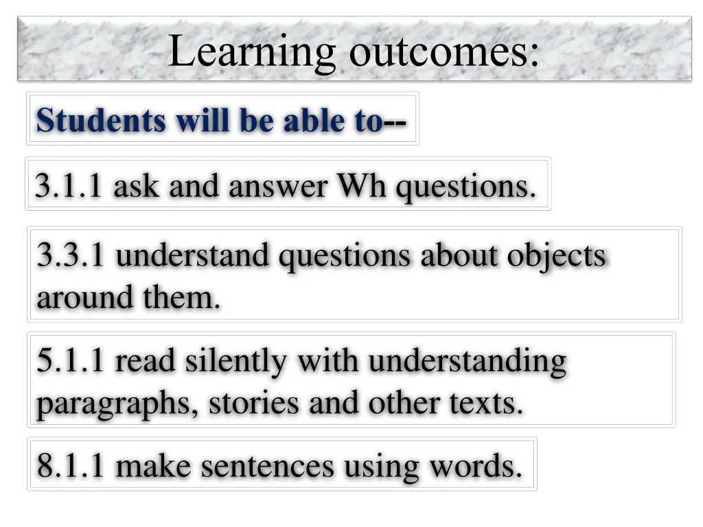 learning outcomes