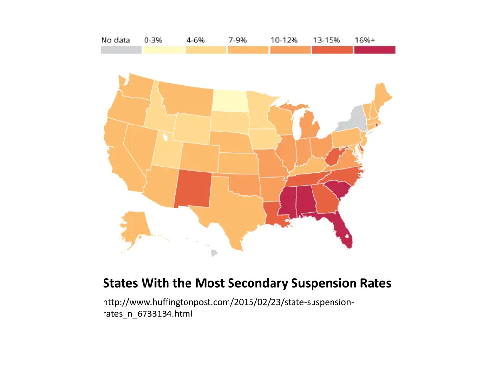 states with the most secondary suspension rates