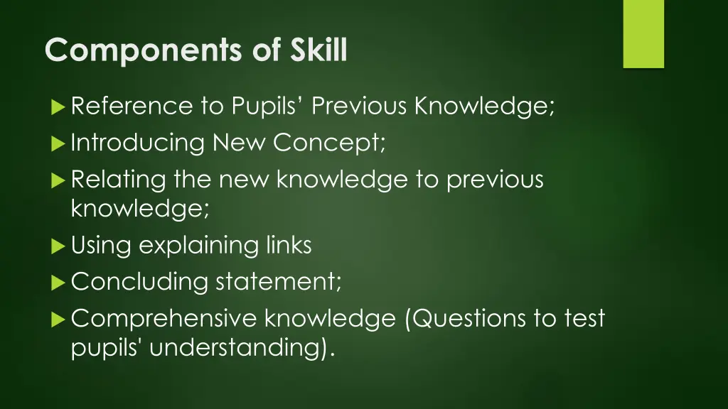 components of skill